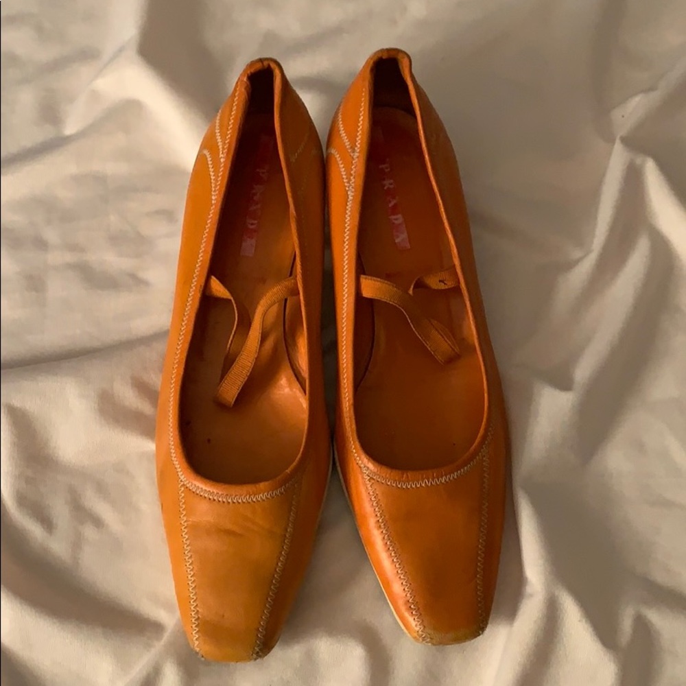 Prada Orange Mary Janes